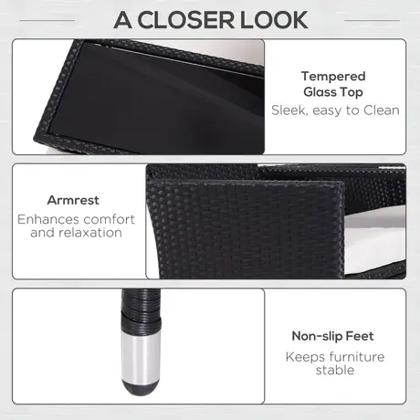 Buy Outsunny Garden Rattan 2 Seater Companion Seat Wicker, 6 from Furnituretta