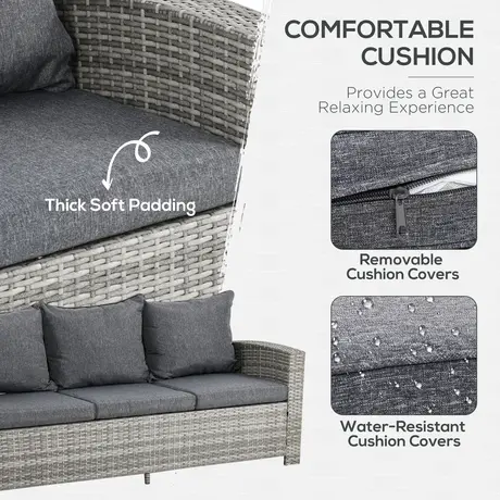 Buy Outsunny 7-Seater Rattan Dining Set Sofa Table Garden Rattan, 5 from Furnituretta