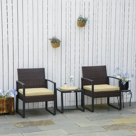 Buy Outsunny PE Rattan Garden Furniture 3 pcs Patio Bistro Set, 2 from Furnituretta