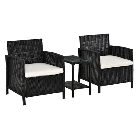Buy Outsunny Rattan Garden Furniture Outdoor 3 Pieces Patio Bistro Set from Furnituretta
