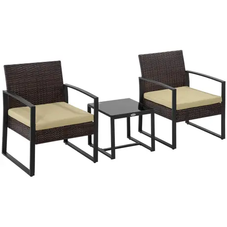 Buy Outsunny PE Rattan Garden Furniture 3 pcs Patio Bistro Set from Furnituretta