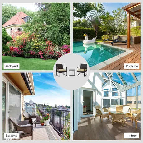 Buy Outsunny PE Rattan Garden Furniture 3 pcs Patio Bistro Set, 7 from Furnituretta