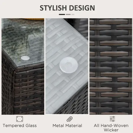Buy Outsunny Rattan Garden Furniture Side Table Patio Frame Tempered Glass, 7 from Furnituretta