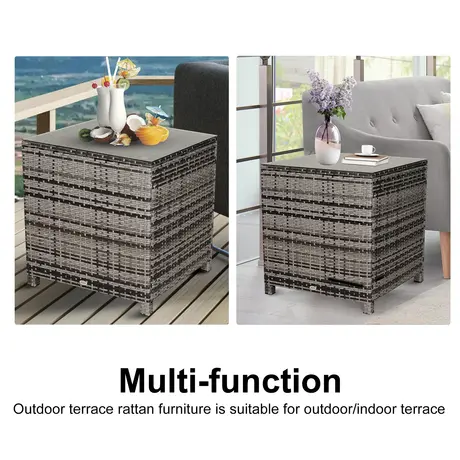 Buy Outsunny Rattan Side Table Garden Furniture Patio Frame Tempered Glass, 5 from Furnituretta