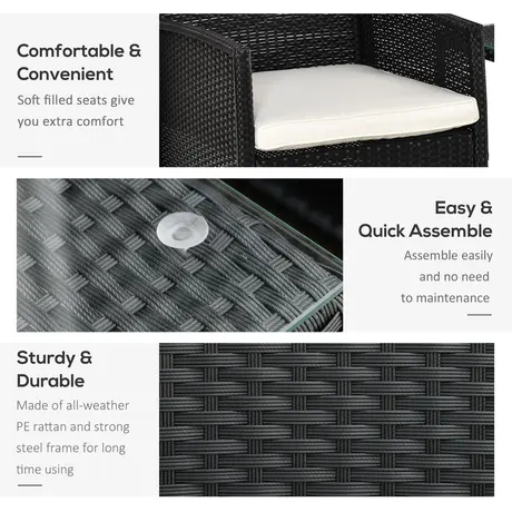 Buy Outsunny Rattan Garden Furniture Outdoor 3 Pieces Patio Bistro Set, 5 from Furnituretta