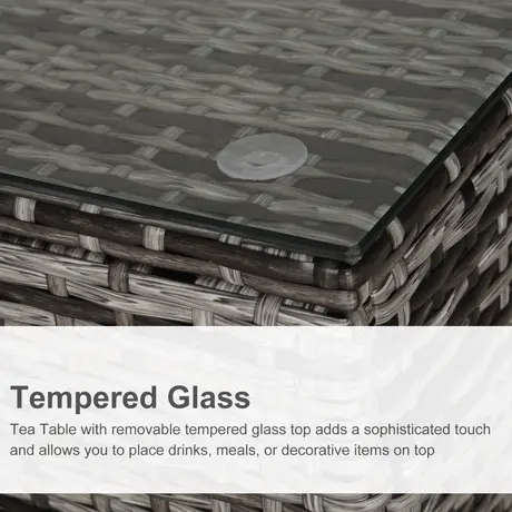 Buy Outsunny Rattan Side Table Garden Furniture Patio Frame Tempered Glass, 4 from Furnituretta