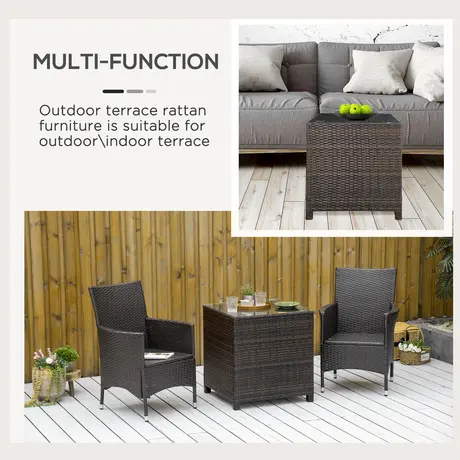 Buy Outsunny Rattan Garden Furniture Side Table Patio Frame Tempered Glass, 5 from Furnituretta