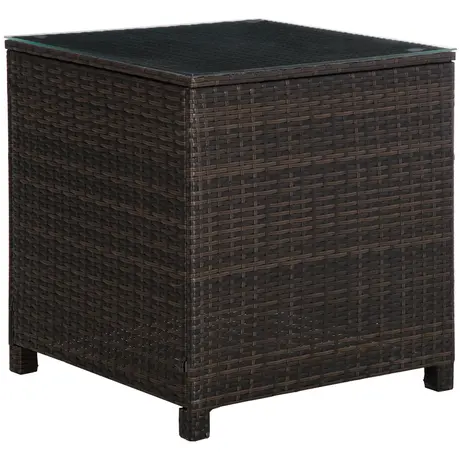 Buy Outsunny Rattan Garden Furniture Side Table Patio Frame Tempered Glass from Furnituretta