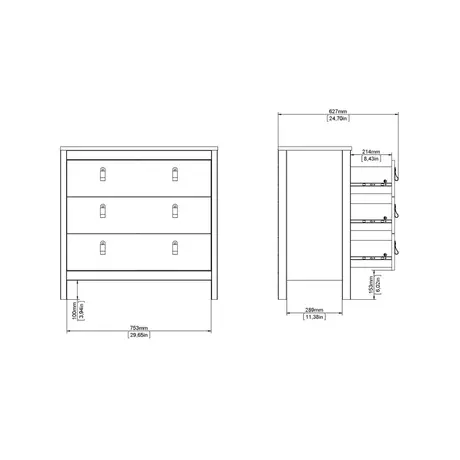 Buy Barcelona Chest of 3 Drawers – White Finish with Leather Tab Handles, 11 from Furnituretta