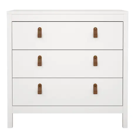 Buy Barcelona Chest of 3 Drawers – White Finish with Leather Tab Handles, 2 from Furnituretta