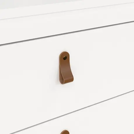 Buy Barcelona Chest of 3 Drawers – White Finish with Leather Tab Handles, 8 from Furnituretta