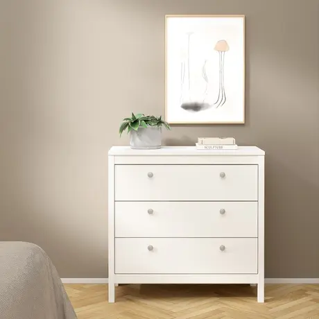Buy Madrid Chest of 3 Drawers – White Finish, 6 from Furnituretta