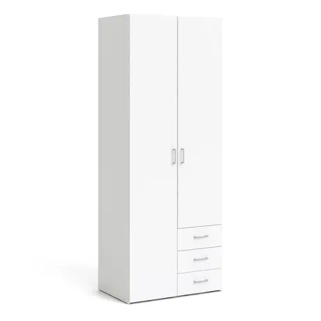 Buy Space Wardrobe – 2 Doors, 3 Drawers in White from Furnituretta