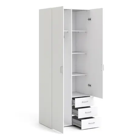 Buy Space Wardrobe – 2 Doors, 3 Drawers in White, 4 from Furnituretta