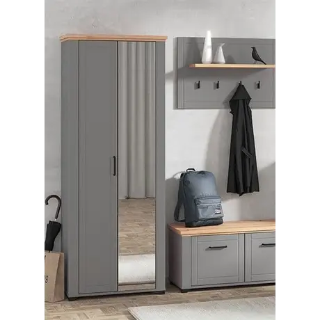 Buy Harwich Mirrored Wardrobe – Graphite Grey & Artisan Oak, 3 from Furnituretta