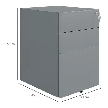 Buy Vinsetto Lockable Cabinet, Rolling Filing Cabinet, 3 from Furnituretta