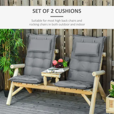 Buy Outsunny Set of 2 Outdoor Chair Cushions, High Back Padded, 4 from Furnituretta