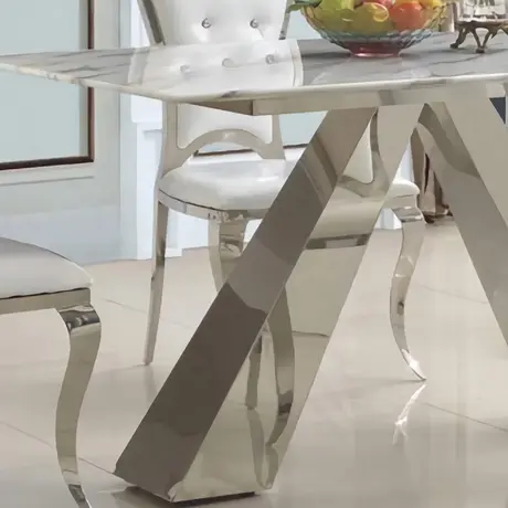 Buy Madagascar Marble Dining Table – Natural Stone & Stainless Steel, 2 from Furnituretta