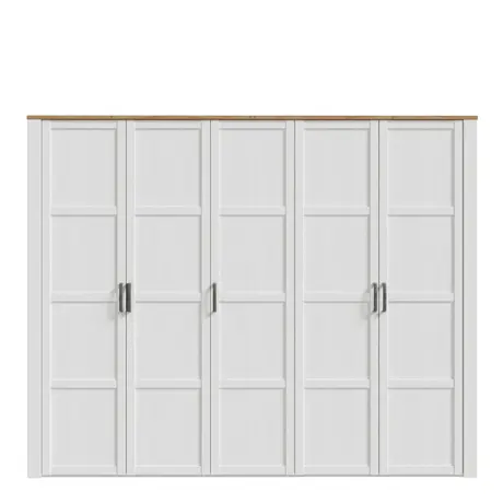 Buy Bohol 5 Door Wardrobe – Riviera Oak & Sibiu Light Larch Finish, 3 from Furnituretta
