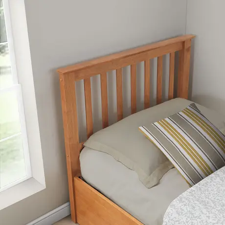 Buy Francis Oak Wooden Ottoman Bed – Single | Gas-Lift Storage & Adaptable Side Opening, Colour: Oak, Size: Single (3ft), Item Width: 106.9, 5 from Furnituretta