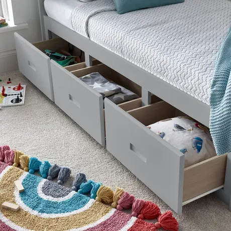 Buy Discover the Quest Grey Wooden 3-Drawer Single Bed, Colour: Grey, Size: Single (3ft), Item Width: 102.6, 5 from Furnituretta