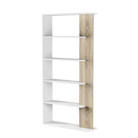 Buy Derby White and Oak Effect Bookcase – Tall 5-Shelf Unit for Any Room, 2 from Furnituretta