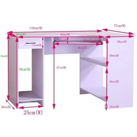 Buy Amex White Corner Desk – Compact Design with Drawer, Shelves & Keyboard Tray, 3 from Furnituretta