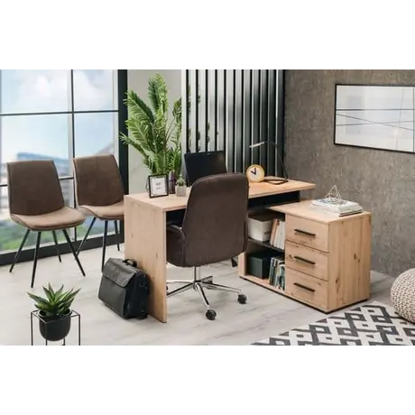 Buy Ramsgate Corner Computer Desk – Oak Effect & Black Finish with Flexible Layout, 5 from Furnituretta