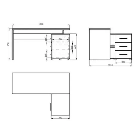 Buy Ramsgate Corner Computer Desk – Oak Effect & Black Finish with Flexible Layout, 4 from Furnituretta