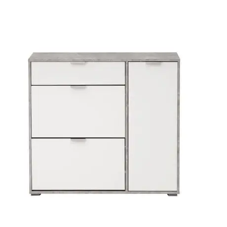 Buy Marco Shoe Cabinet – Concrete Grey & White Finish with Revolving Drawers, 2 from Furnituretta