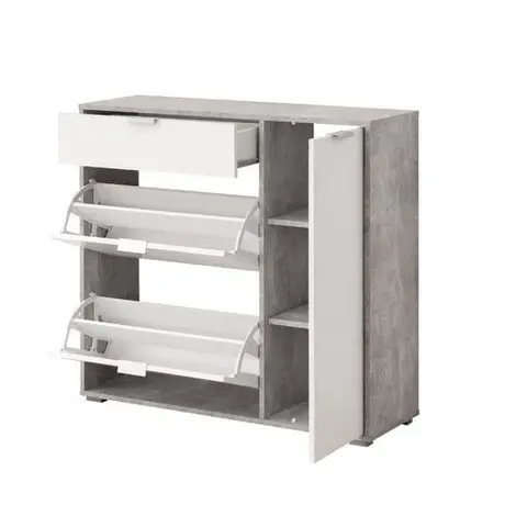 Buy Marco Shoe Cabinet – Concrete Grey & White Finish with Revolving Drawers, 4 from Furnituretta