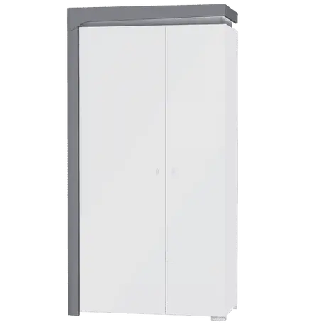 Buy Devizes 2 Door Wardrobe with LED Lights Grey and White Gloss from Furnituretta
