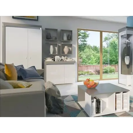 Buy Devizes 2 Door Wardrobe with LED Lights Grey and White Gloss, 2 from Furnituretta