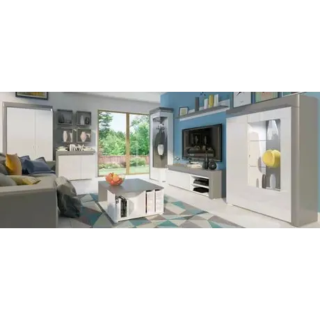 Buy Devizes 2 Door Wardrobe with LED Lights Grey and White Gloss, 5 from Furnituretta