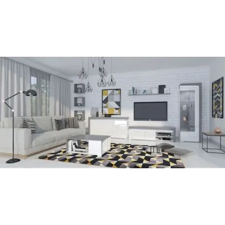 Buy Devizes 3 Door Sideboard Cabinet with Lights Grey and White Gloss, 5 from Furnituretta