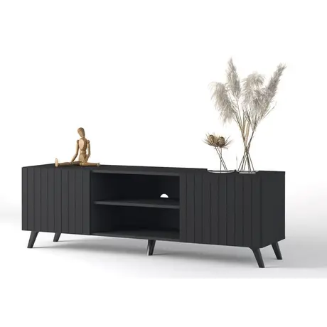 Buy Ascot Large TV Cabinet Unit Matte Black from Furnituretta