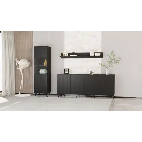 Buy Ascot Wide 4 Door Sideboard – Matte Black | Modern Elegance & Storage, Colour: Black, 6 from Furnituretta