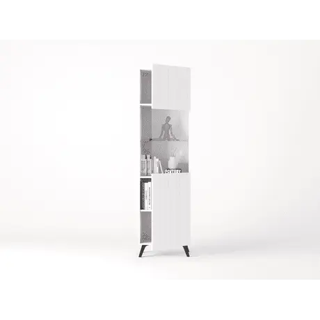 Buy Ascot Tall Display Cabinet with Glass Door Matte White, 2 from Furnituretta