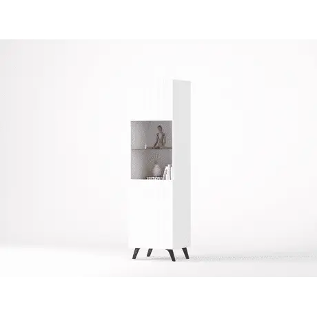 Buy Ascot Tall Display Cabinet with Glass Door Matte White, 3 from Furnituretta