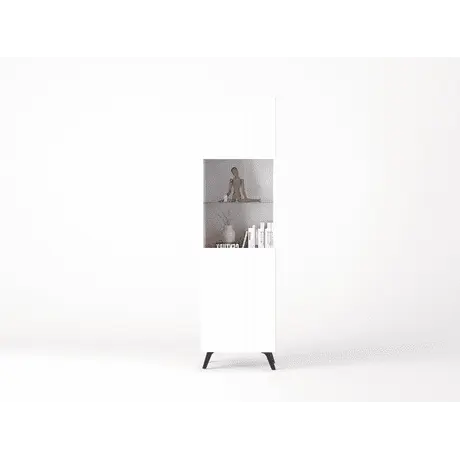 Buy Ascot Tall Display Cabinet with Glass Door Matte White, 4 from Furnituretta