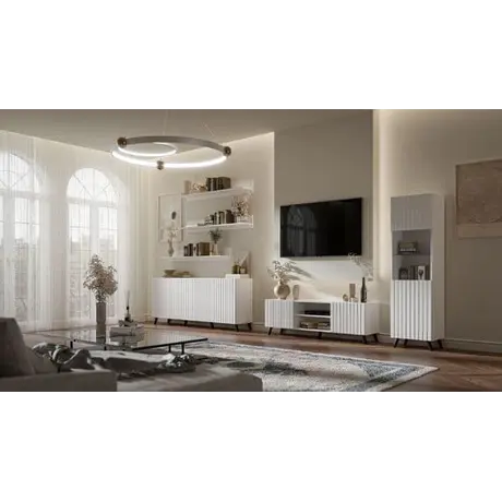 Buy Ascot Tall Display Cabinet with Glass Door Matte White, 5 from Furnituretta