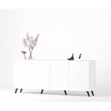 Buy Ascot Wide 4 Door Sideboard with Cupboard Matte White, Colour: White, 4 from Furnituretta