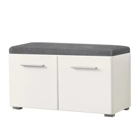 Buy Bray Hallway Storage White Gloss with Grey Cushion Seat from Furnituretta