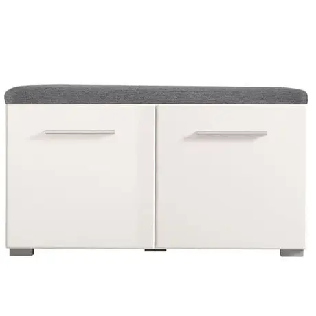 Buy Bray Hallway Storage White Gloss with Grey Cushion Seat, 2 from Furnituretta
