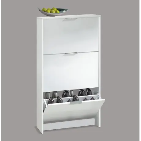 Buy York Matt White 3 Drawer Shoe Cabinet – Stackable & Space-Saving Design from Furnituretta