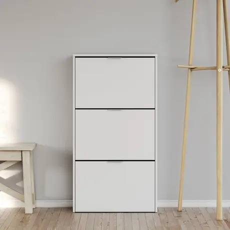 Buy York Matt White 3 Drawer Shoe Cabinet – Stackable & Space-Saving Design, 4 from Furnituretta