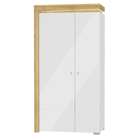 Buy Banff 2 Door Wardrobe with LED Lights Oak Effect and White Gloss, 2 from Furnituretta