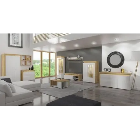 Buy Banff 2 Door Wardrobe with LED Lights Oak Effect and White Gloss, 5 from Furnituretta