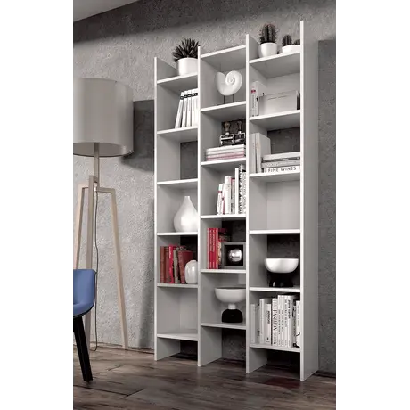 Buy Lisburn White Gloss Triple Bookcase – Tall 3-Section Storage Unit, 5 from Furnituretta