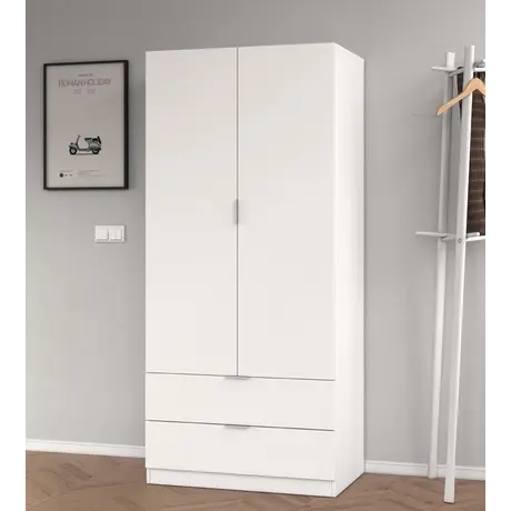 Buy Forfar Compact Space-Saving Wardrobe 2 Door & 2 Drawer White from Furnituretta